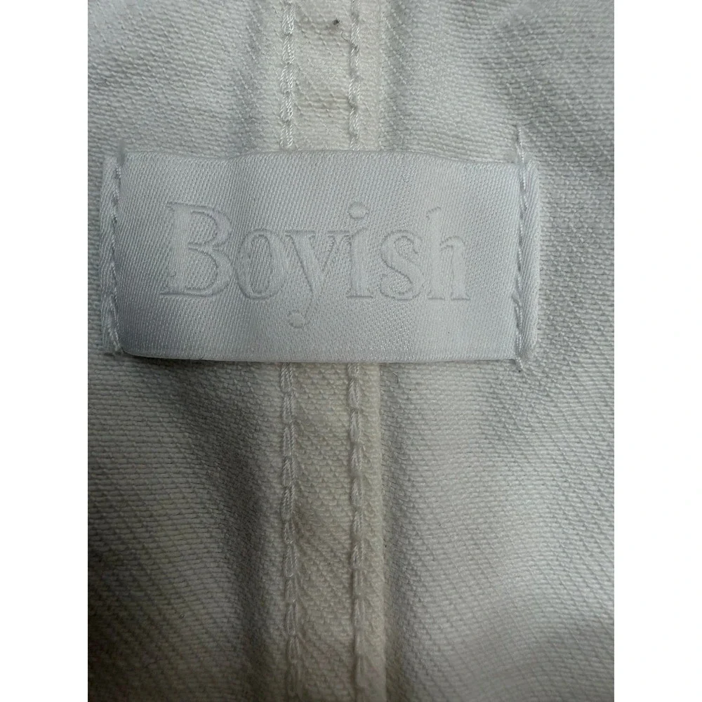 Boyish Kennedy Denim‎ Dress Women M Off White Button Front Frayed Hem - Picture 5 of 11